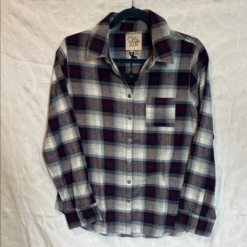 Chaser Plaid Flannel Collared Button Down Shirt, … - image 1